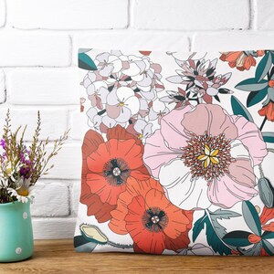 Botanical Print Square Pillow, Floral Cushion, Home Decor Accent, Gift for Plant Lovers, Nature-Inspired Interior