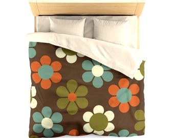 Funda nórdica floral retro: ropa de cama de microfibra bohemia