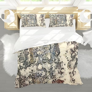 100 percent Cotton Duvet Cover, King, Queen, Twin Floral Abstract Duvet Cover for Bedroom