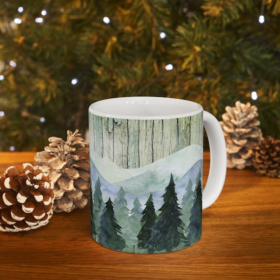 Forest Mountain Ceramic Mug: Nature-inspired Coffee Cup - Etsy