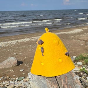 Felt fantasy comfortable sauna hat Yellow wool sauna accessories