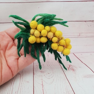 Mimosa Boutonniere Hand-Embroidered Brooch Pin Mimosa Boutonniere Hand-Embroidered Brooch Pin