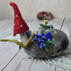 Felted pin cushion gift for sewer tailor Felt wool pincushion