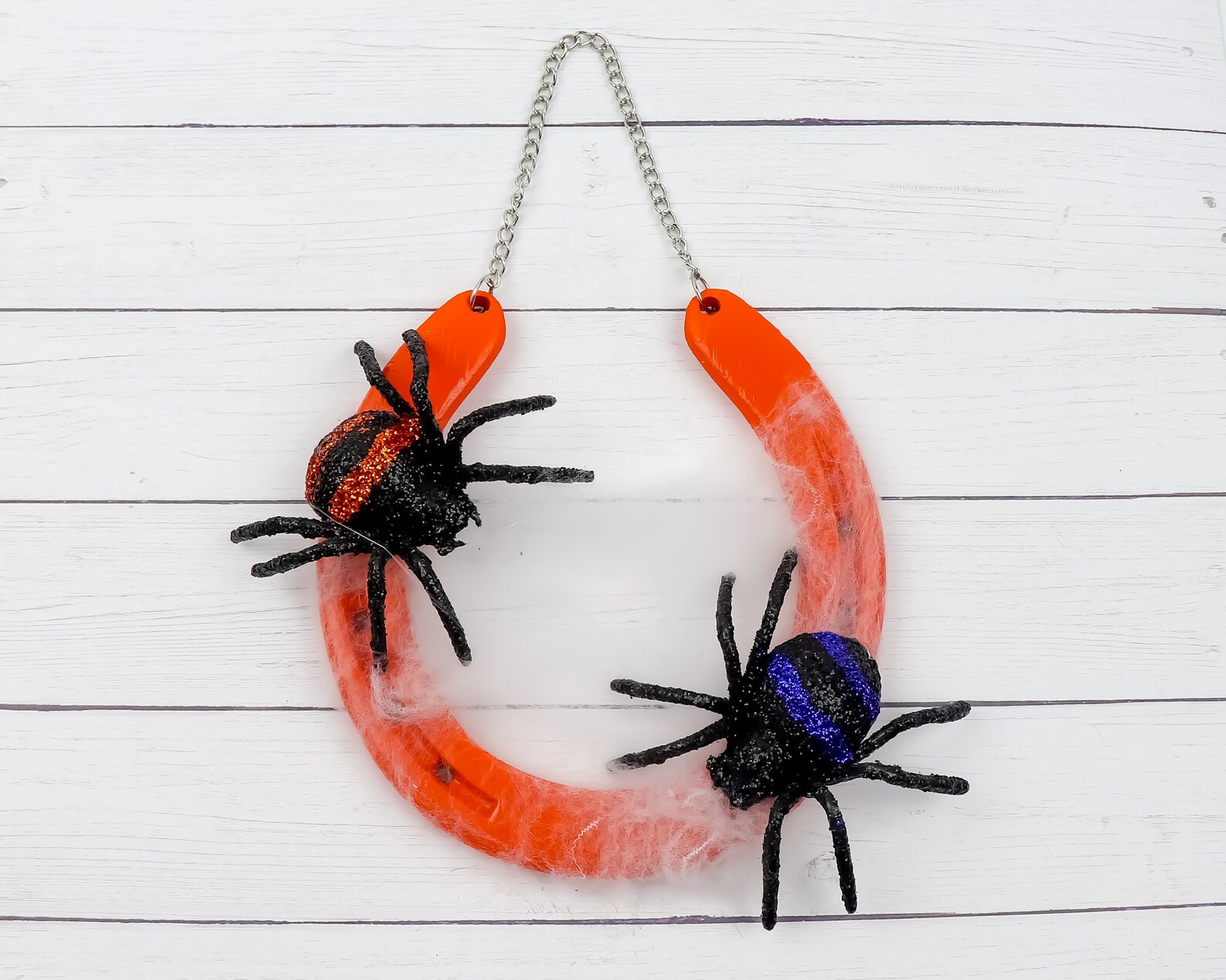 Spider Webs Spiders Halloween Decor Decorated Horseshoe Etsy