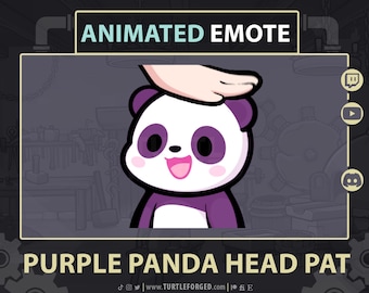 Animated Purple Panda Head Pat Emote: Twitch, Discord, YouTube (GIF & PNG Digital Download