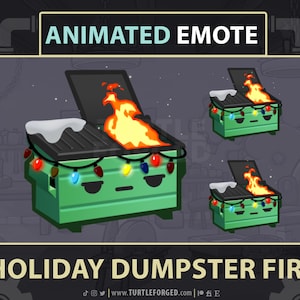 Emote ANIMATA di incendio nel cassonetto delle festività - Twitch Discord YouTube! // GIF animata Garbage Trash Fire / Grafica Emoji dello streamer natalizio Chibi