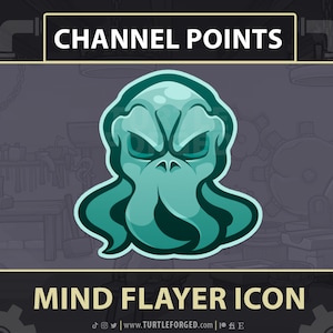 Cyan Mind Flayer Twitch Channel Point Badge: Spooky Horror Icon (Digital Download)