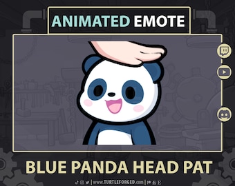 Animated Blue Panda Head Pat Emote: Twitch, Discord, YouTube (GIF & PNG Digital Download