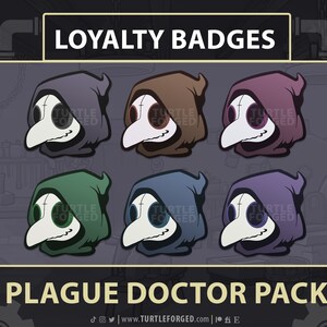 Plague Doctor Sub Badges / Suscriptor Loyalty Bit Twitch Icons / Cartoon Plague Dr. Icon / Bird Mask Medical Badge / Spooky Halloween Horror