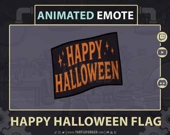Happy Halloween Flag Animated Emote – Halloween Seasonal Twitch Emote for Streamers | Spooky GIF for Twitch, Discord & YouTube