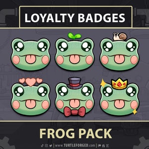 Frog Subscriber/Loyalty/Bit Badges | Cute Chibi Cartoon Badges | Instant download & ready for use on Twitch, Discord, or YouTube