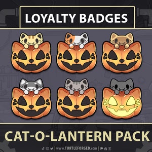 Cat-O-Lantern Subscriber/Loyalty/Bit Badges | Cute Chibi Cartoon Badges | Instant download & ready for use on Twitch, Discord, or YouTube