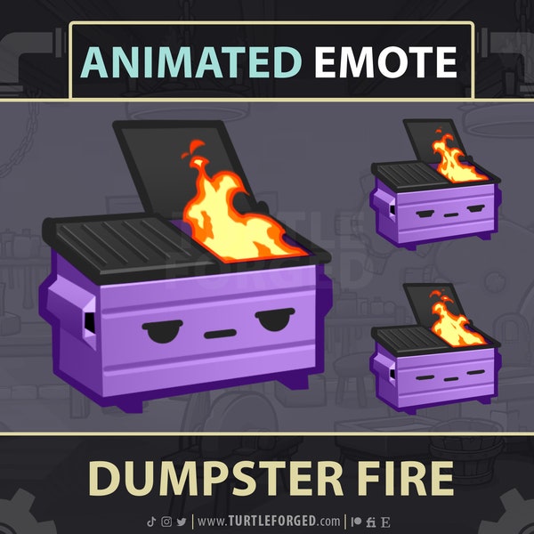 ANIMATED Purple Dumpster Fire Emote - Twitch Discord YouTube! // Garbage Trash Fire Animated GIF | Cute Chibi Kawaii Streamer Emoji Graphics