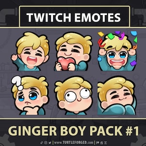 Cute Cartoon Guy Emote Pack #1 (Blonde Hair, Blue Eyes) | Wave, Heart, Hype, Hu?, Silly, Cozy | Twitch, Discord, & YouTube