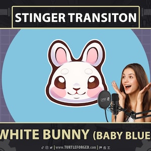 White Bunny Transition (Blue ver.) | Rabbit Bun Hare | Cute Cartoon Chibi Kawaii Bunny | Animated Twitch Stream Stinger Transition