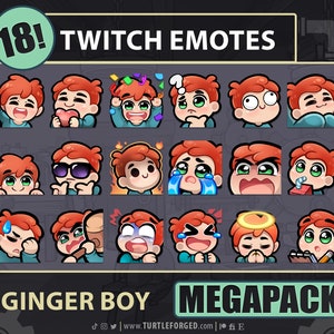 Cute Cartoon Guy Emote MEGAPACK (Ginger Hair, Green Eyes) | Includes 18 Emotes Total! | Twitch, Discord, & YouTube