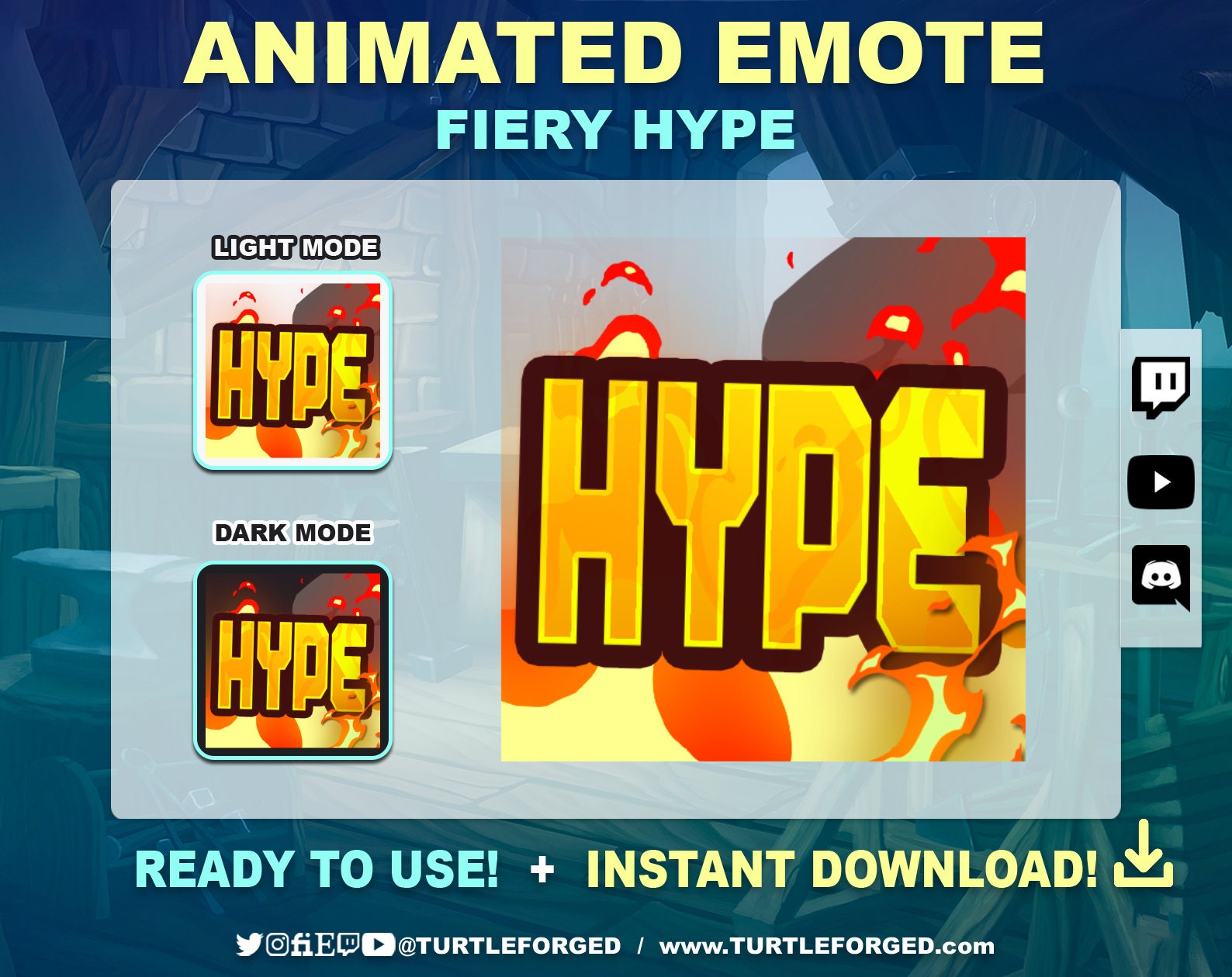 ANIMATED Hype Emote Fiery Hype Emote Animated Streamer Emote for Twitch ...