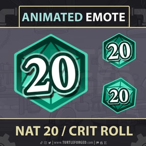 ANIMIERTES Nat 20 / W20 Crit Emote - Twitch Discord YouTube! // Critical Success Natürliche 20 Würfel Rolle GIF | Tabletop TTRPG Luftschlangen Emoji