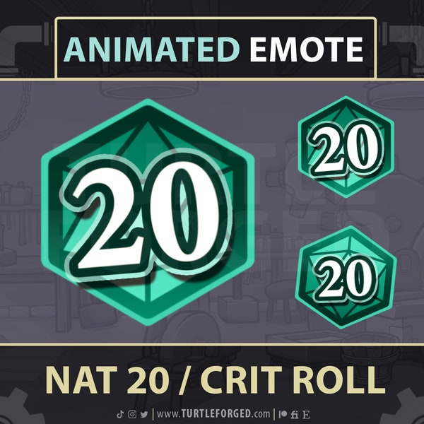 ANIMATED Nat 20 / D20 Crit Emote - Twitch Discord YouTube! // Critical Success Natural 20 Dice Roll GIF | Tabletop TTRPG Streamer Emoji