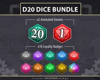 D20 Dice Animated Emotes & Badges Bundle (Digital Download)