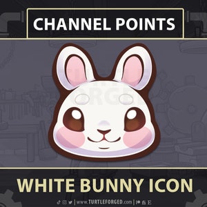 White Bunny Channel Points | Twitch Discord Icon Bit Badge Emote | Cute Cartoon Kawaii Chibi | Bunny Rabbit Hare