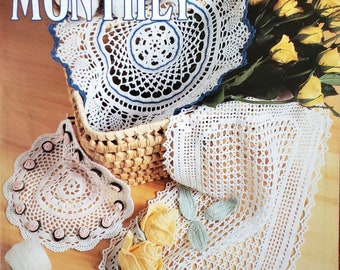 Crochet book featuring table runners doilies pillow cover and home decor patterns Crochet Monthly 207 pdf