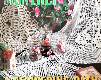 Crochet book featuring floral table runners pillow cover doilies and home decor patterns Crochet Monthly 191 pdf