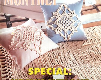 Crochet book featuring doilies bedspread table runners pillow cover and home decor patterns Crochet Monthly 163 pdf
