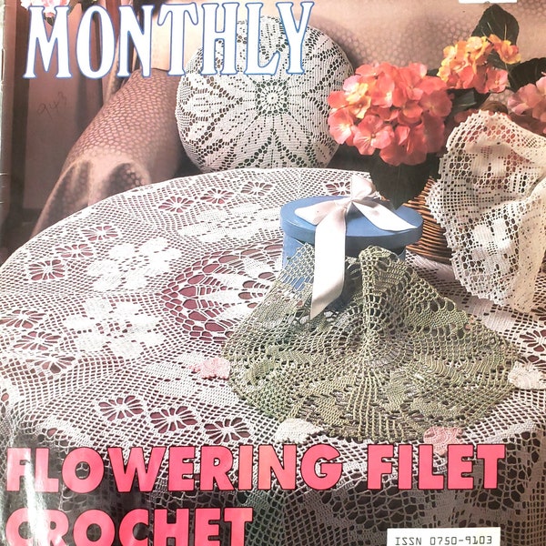 Crochet book featuring doilies lampshade table runners pillow cover bedspread and table cover patterns Crochet Monthly 166 pdf