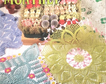 Crochet book featuring doilies bedspread table runners pillow cover curtains and home decor patterns Crochet Monthly 161 pdf