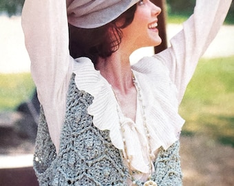 Pacchetto PDF gilet e borsa chic all'uncinetto / Modelli di maglione da donna alla moda / Download istantaneo"