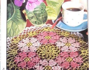 Crochet book featuring handbags pillow cover doilies bedspread table runners curtains and home decor patterns Crochet Monthly 172 pdf