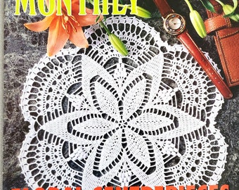 Crochet book featuring doilies table runner pillow cover patterns Crochet Monthly 194 pdf