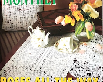 Crochet book featuring  bunny, baby shower rose table runners pillow cover   doilies and home decor patterns Crochet Monthly 190 pdf