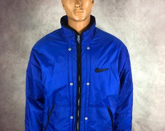 Vintage 90er Jahre Herren Nike Big Logo Swoosh Fußballjacke Trainingstrack Fußball Fußball Windbreaker Lässig Y2K Größe XL