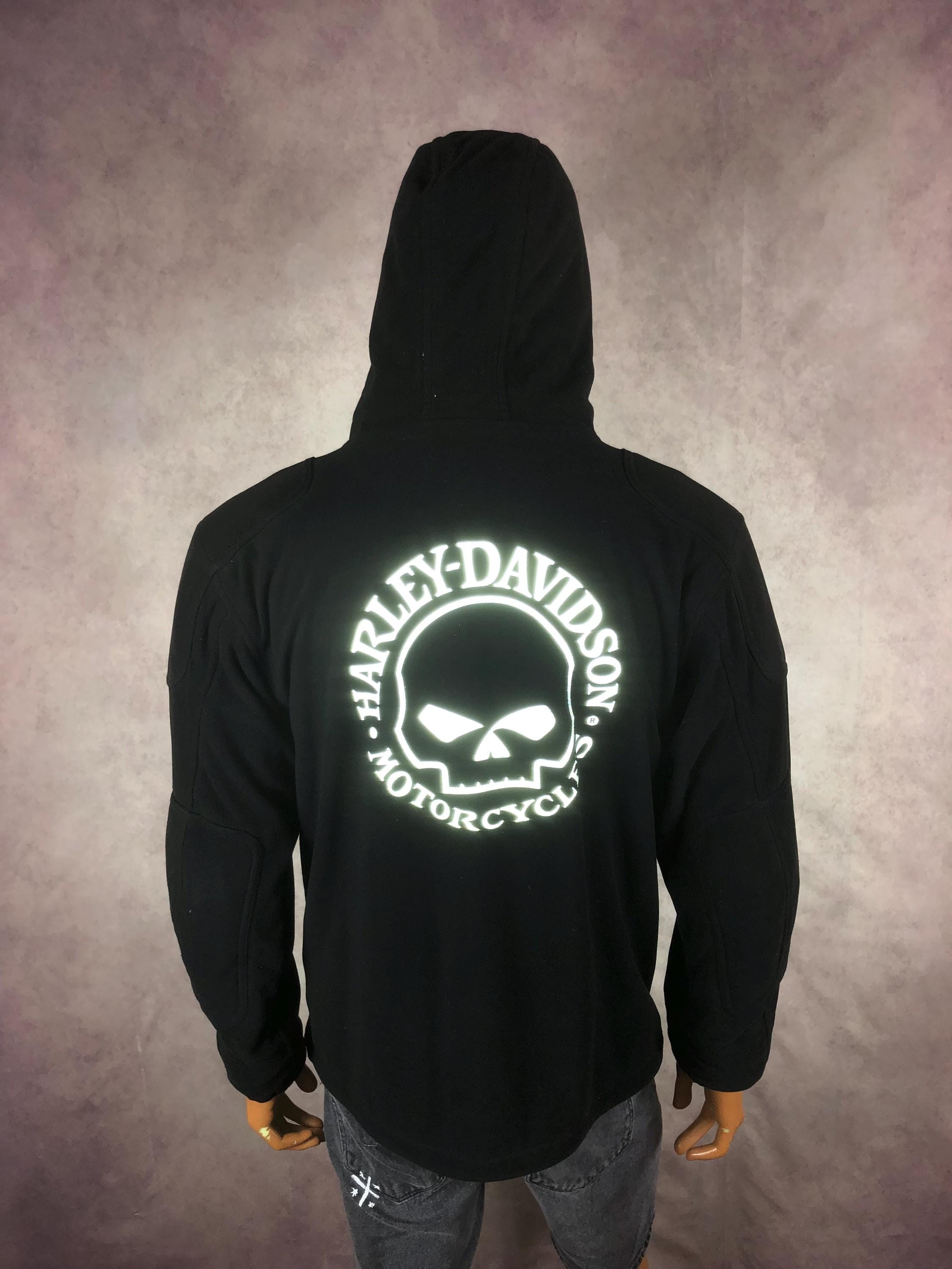 Petit Sweat à Capuche Vintage Harley Davidson – Femme – Noir (années 80, Coton, Fabriqué Aux USA)