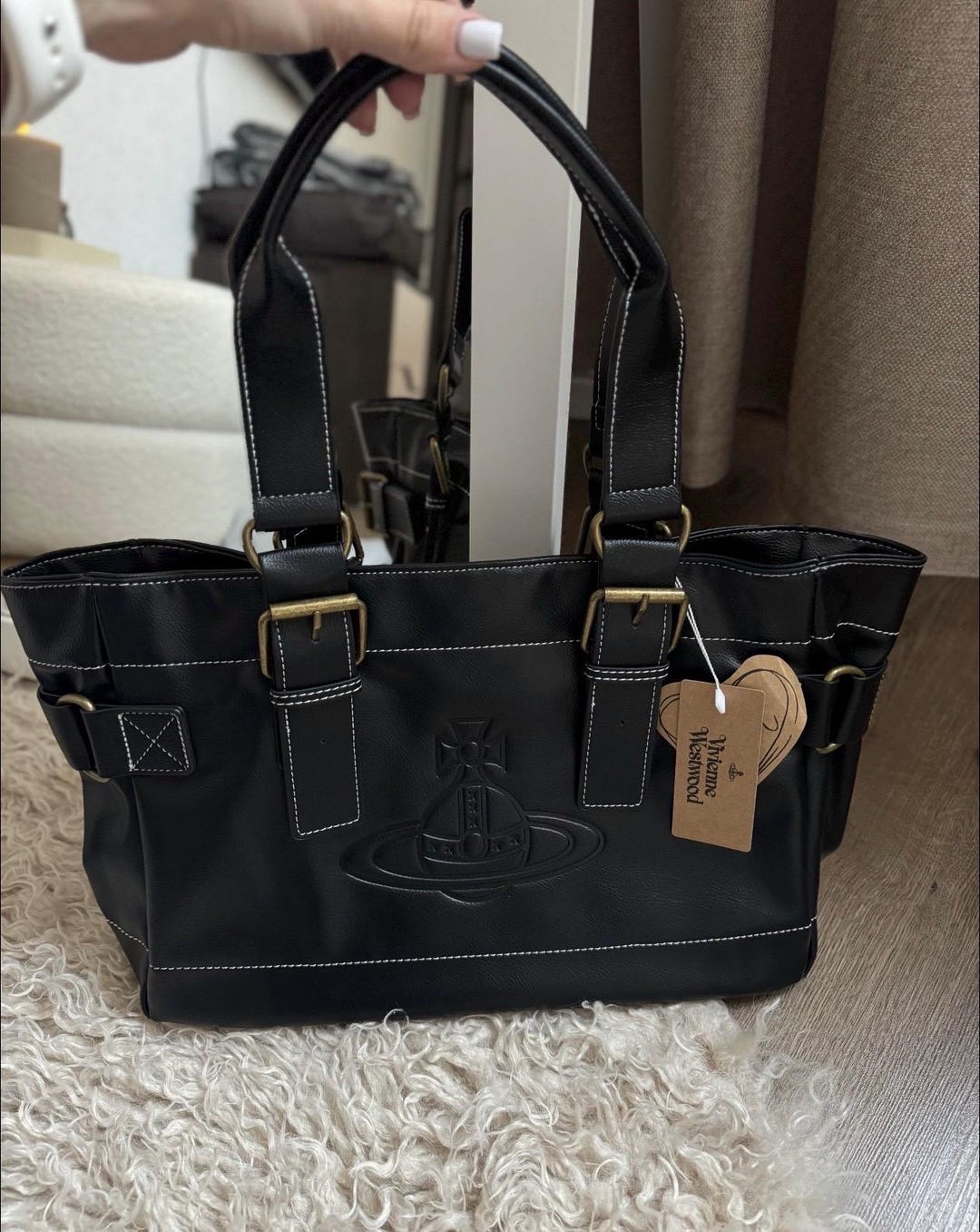 Vivienne Westwood Orb Big Logo Black Bag Soft Vegan Leather
