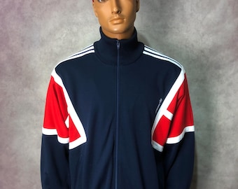 80s Adidas Originals Turtleneck Geometric Pattern Track Jacket