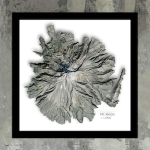 Art mural carte topographique du Mont Hood |  Impression d'art Mount Hood, carte du sentier Timberline, carte topographique de l'Oregon Wyeast