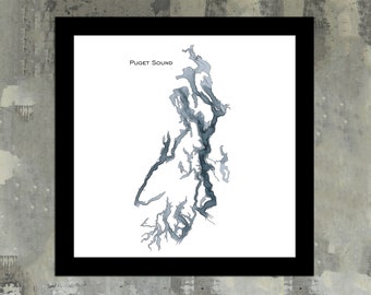 Puget Sound Map | Bathymetric Depth Chart, Seattle Gifts