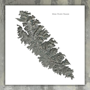 Wind River Range Topographic Map Art Print |  Wyoming Topo Artwork, Framed Wall Art Decor