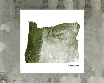 Oregon Map Art Print | US State Topographic Map