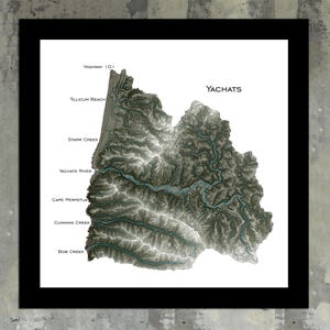 Yachats Oregon Topographic Map | Oregon Coast Wall Art