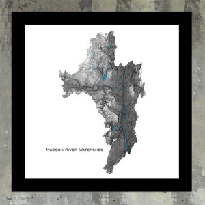 Hudson River Watershed Map | Hudson River Valley Topographic Art, New York Gift