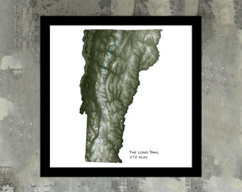 Long Trail Vermont Map | Green Mountains Print, Gift For Hiker