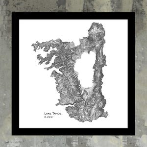 Lake Tahoe Map Print | Tahoe Rim Trail, Alpine Meadows Tahoe Ski Art