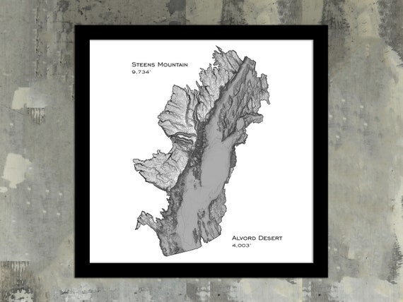 Alvord Desert Oregon Map Steens Mountain Alvord Desert Map Art Print Oregon State | Etsy