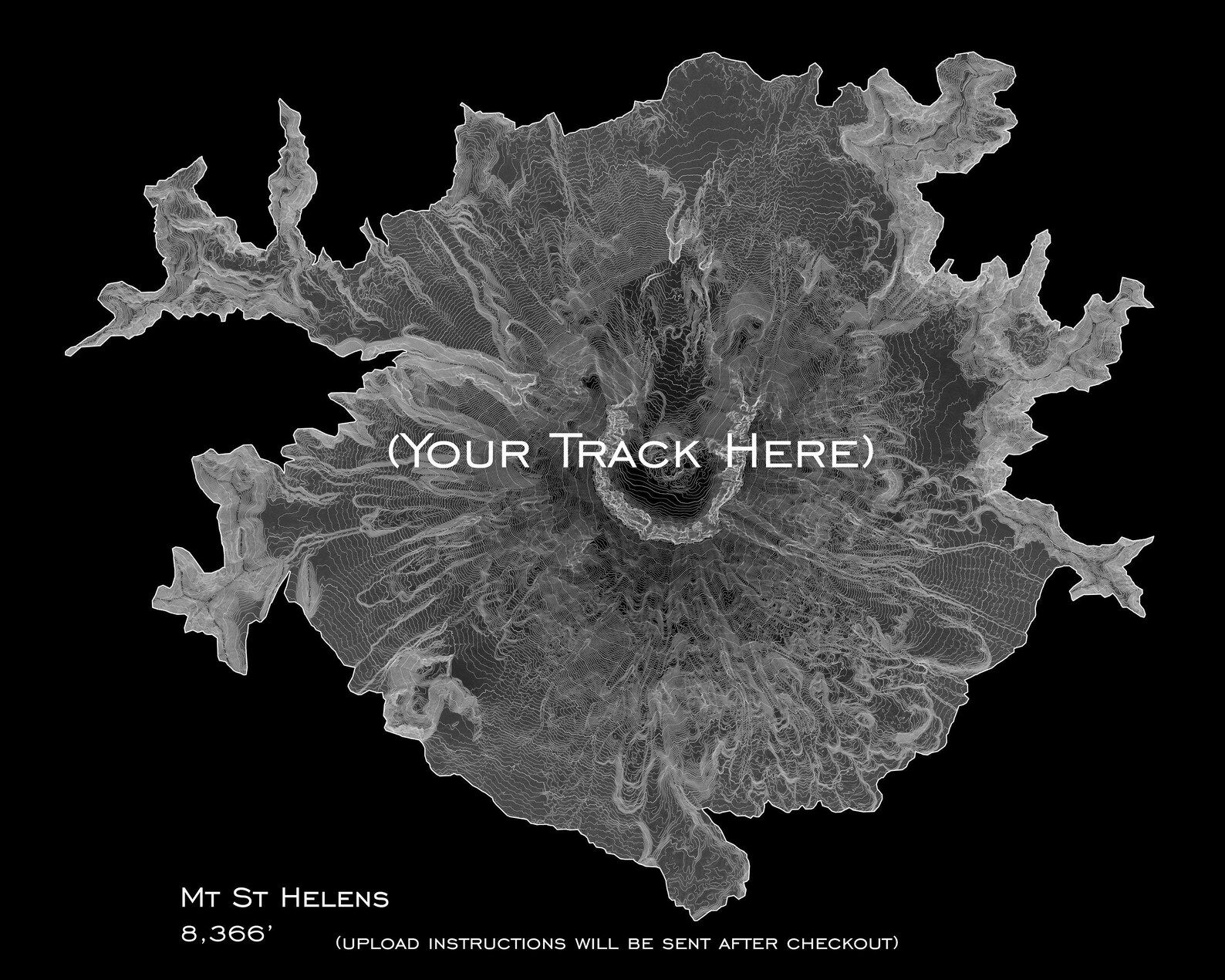 Mt St Helens Map Art | Mount Saint Helens Topographic Wall Print ...