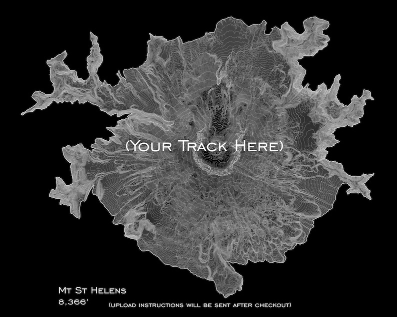 Mt St Helens Map Art | Mount Saint Helens Topographic Wall Print ...