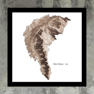 Carte topographique de Red Rock Canyon, Nevada | Cadeaux pour grimpeurs, oeuvres d'art du Nevada